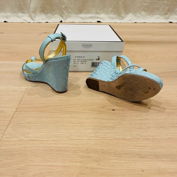 Baby blue Coach wedge shoes size 6 1/2 only worn a few times from early 2000s. - Picture 3 of 3